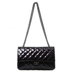 chanel2.55复刻黑色漆皮 中号香奈儿手袋30226BLY