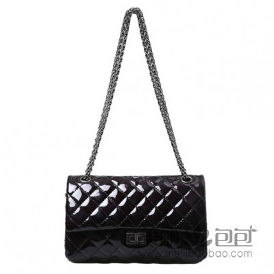 chanel2.55复刻黑色漆皮 中号香奈儿手袋30226BLY