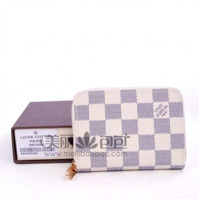 Damier Azur白色棋盘格 小巧迷你lv零钱包N63069W