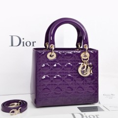 高贵紫色Lady dior戴妃包 迷你漆皮迪奥包包44550/44551ZLG