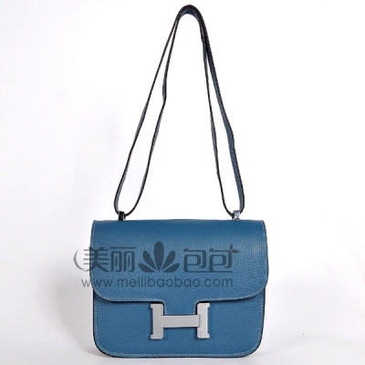 hermes Constance爱马仕康斯坦包 蓝色荔纹牛皮时尚靓丽女包H8888B