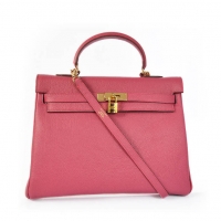 hermes kelly 原版桃红色牛颈纹爱马仕凯莉包32-35cm