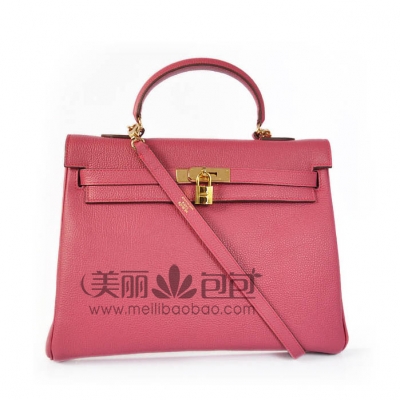 hermes kelly 原版桃红色牛颈纹爱马仕凯莉包32-35cm