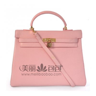 hermes kelly 原版粉红色荔纹牛皮爱马仕凯莉包32-35cm