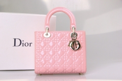 明星款樱花粉色Lady dior包包 5格7格亮漆皮迪奥戴妃包9822PLG
