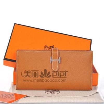 hermes 2 flod wallet二折钱夹 原版手掌纹牛皮爱马仕钱包A208