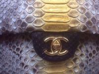 深灰加金色南非真蟒蛇皮classic flap限量复刻版香奈儿包包