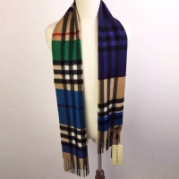 专柜级最优品质 Burberry巴宝莉最新款 拼色格纹羊绒围巾