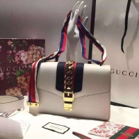 古驰新款gucci SYlvIE女包  中号彩色织布肩带锁链包421882