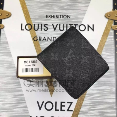 黑曜石男士系列lv钱包 MULTIPLE短款两折钱夹M61695