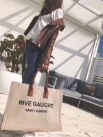 Rive Gauche Tote Bag印字布包 沙滩包 ysl左岸购物袋