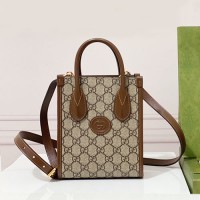 gucci retro竖款迷你购物袋 古琦复古老花tote女包671623