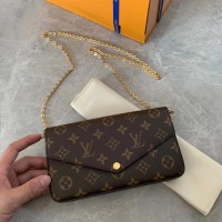 lv felicie信封包 经典老花女士链条手包M61276