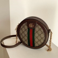 gucci ophidia圆饼链条包 古琦老花迷你小圆包550618