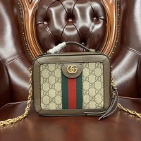 gucci ophidia复古老花系列女包 古琦迷你链条盒子包602576