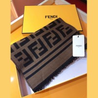 芬迪经典老花FF图案系列 fendi羊毛混纺女士长款围巾