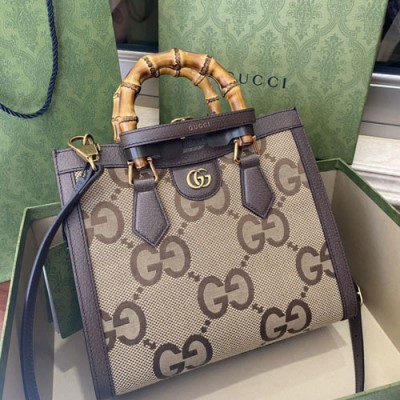 gucci diana tote小号双G帆布手袋 古琦竹节手提包660195