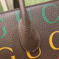 gucci限量款tote手袋 彩色logo图案全皮手提包680956