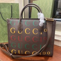 gucci限量款tote手袋 彩色logo图案全皮手提包680956