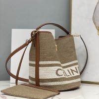 celine bucket 16水桶包 赛琳徽标图案织物手袋195573