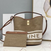 celine bucket 16水桶包 赛琳徽标图案织物手袋195573