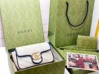 gucci marmont新版绗缝迷你链条包 白蓝拼色476433