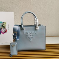 prada saffiano全皮托特包 普拉达宽肩带手提包1BA333