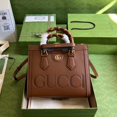 gucci diana竹节王妃包 标志图案全皮手提包660195