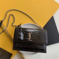 ysl sunset日不落风琴包 中号鳄鱼纹链条包442906