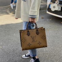 lv onthego系列手袋 经典拼色老花tote包M45320