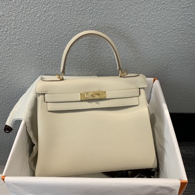 hermes kelly togo皮奶昔白色 爱马仕凯莉包