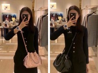 lv bella女士迷你水桶包 镂花牛皮抽绳包M57201