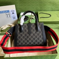 gucci jackie1961手提包 黑色牛仔tote包685129