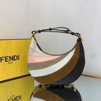 fendi graphy新月腋下包 芬迪拼色鹿绒皮手袋2009