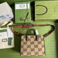 gucci tote手提包 超级双G花纹古琦帆布手袋678839