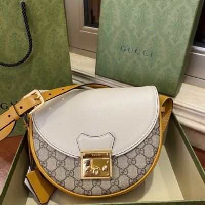 gucci Padlock新拼色马鞍包 月牙形锁扣包644524