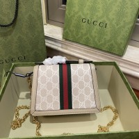 全新燕麦色古琦女包 gucci Ophidia迷你手提链条包696180