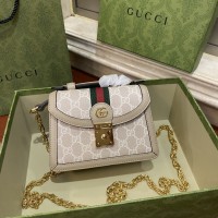 全新燕麦色古琦女包 gucci Ophidia迷你手提链条包696180