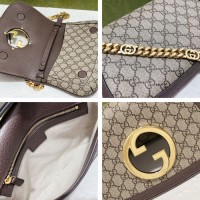 gucci blondie女士中号复古腋下包 古琦圆双G标老花帆布包699268