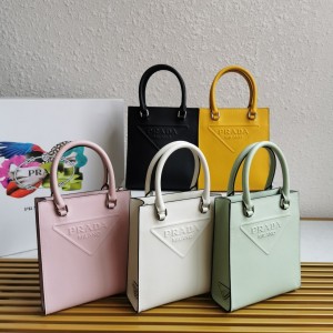 prada mini tote女包 普拉达三角标全皮托特包1BA333