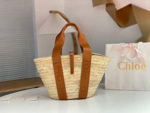 chloe Woody Basket大号菜篮子 克洛伊度假风草编包沙滩包