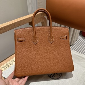 爱马仕经典铂金包 birkin女士手提包 togo皮 复古金棕色金扣