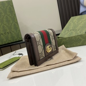 gucci Ophidia新款小卡夹 复古GG图案帆布超迷你零钱包523155