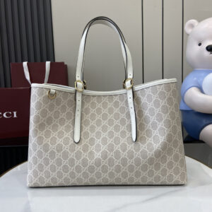 gucci Emblem浅色印花帆布系列女包 古琦中号托特包815213