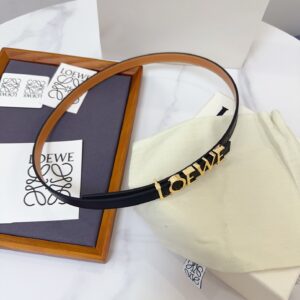 Loewe罗意威金色字母标志款女士腰带 双面拼色 光滑牛皮革