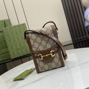 gucci Horsebit 1955古琦马衔扣坚款手机包 明星同款 双G老花复古迷你包625615