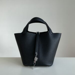 hermes picotin lock 愛馬仕菜籃子水桶包 黑色TC牛皮革 - Image 8