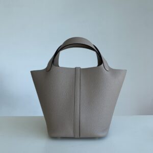 hermes picotin lock 愛馬仕菜籃子水桶包 斑鳩灰色TC牛皮革 - Image 2
