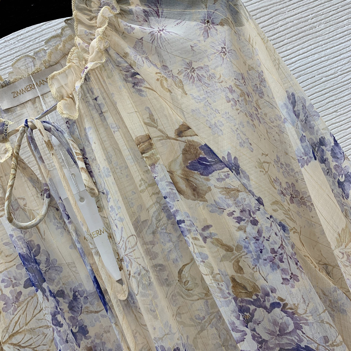 ZIMMERMANN茲默曼25春夏走秀款 明星同款 高端禮服裙 吊帶裙+連體裙 金絲線花卉圖案 - Image 7