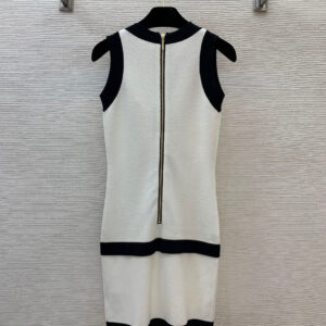 BALMAIN巴爾曼 2025夏季新款黑色撞色針織連衣裙 - Image 2